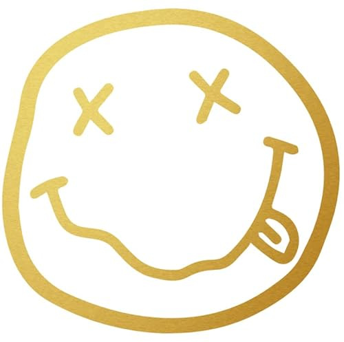 Decus Shop Nirvana Smiley Face Grunge Kurt Cobain L 0166 (Gold metallic) // Sticker OEM JDM Style Aufkleber