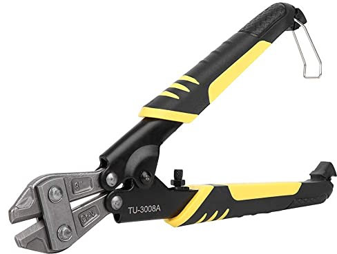 Coupe Boulons TU-3008A de 8 Pouces Poignée Ergonomique Antidérapante Mini Pince de Coupe de Fil Robuste Outil à Main en Acier au Chrome Vanadium pour Couper Les Boulons, Les Chaînes Les Vis