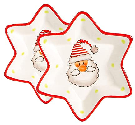 Nicola Spring 2 Stück Weihnachtsstern Servierplatten Set - Neuheit Festliche Weihnachten Geschirr - 18cm - Weihnachts