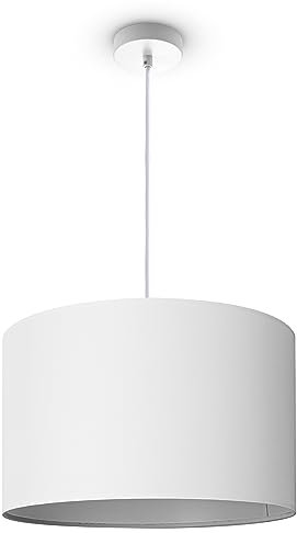 Paco Home Deckenlampe Pendellampe Aus Aluminium Und Stoff Hängelampe Ø45,5cm Breit Wohnzimmerlampe Esstisch Esszimmerlampe E27 Einfarbig 1 Flammig