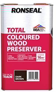 Ronseal RSLTTWPDB5L Trade Total Wood Preserver Dark Brown 5 Litre
