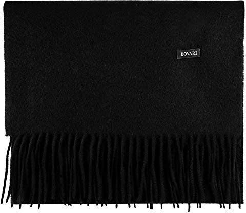 Bovari Kaschmir Schal Herren – 100% Kaschmir/Cashmere – Premium Qualität – 180 x 31 cm - viele Farben (schwarz (black))