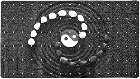 Bath Tub Shower Mat Non-Slip Tai Ji Zen Stones Bathtub Mats with Suction Cups and Drain Holes Bathroom Soft Showermat 15.7x27.9