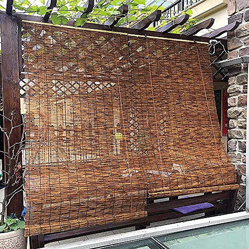 HXSM Natur Rollo Bambus Outdoor 100x200 180x250 150x300cm Bambusrollo Wetterfest Raffrollo Wasserfest Sichtschutz Holzjalousie Aussenbereich Sonnenschutz