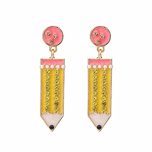 Handmade Champagne Martini Wine Glass Dangle Earrings Pencil Shiny Rhinestones Crystal Pearl Beaded Drop Earrings Charming Cocktail Pencil Rugby for Women Girls Jewelry Gift, Crystal Rhinestone Metal