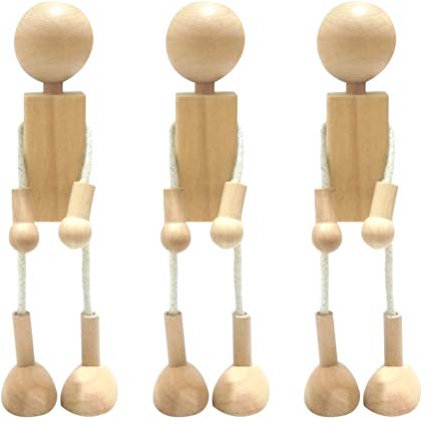 EXCEART Spielzeug Holz Baby Peg Puppe Unvollendete Menschen Puppe Holz Menschen Dekorationen für Kinder Malen DIY Handwerk Kunst Peg Spiel Holzspielzeug
