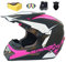 Ruiqieor Casque Moto Cross Enfant Avec Gants et Masque (S 52-56cm, Noir Poudré)
