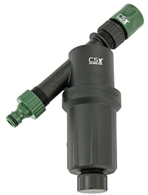 CS Wasserfilter 125 Micron Drucklos mit Schnellschlauchstück & Hahnanschluss – Filter für Gartenbewässerung, kompatibel mit CS Perlschlauch & Gartenschlauch