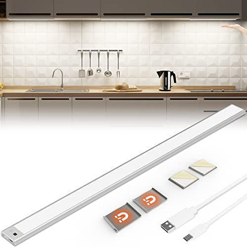 SOAIY LED dimmbare Unterbauleuchte 60CM Küche Lampe 4500mAh wiederaufladbar Schrankbeleuchtung An/Aus/Dimmen mit Handbewegung 2700K-6500K magnetische Lichtleiste für Küchenschrank Kleiderschrank