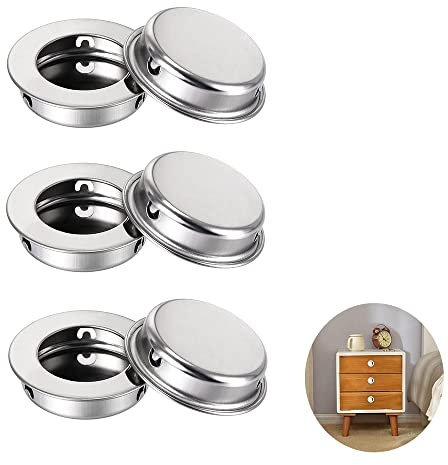 6 Stück Griffschale Muldengriff Griffmuscheln Rund Einlassgriff Verdeckt Runder Ziehgriffe Griffmuschel Schiebetür für Schubladen Schrank Kleiderschrank Schminktisch