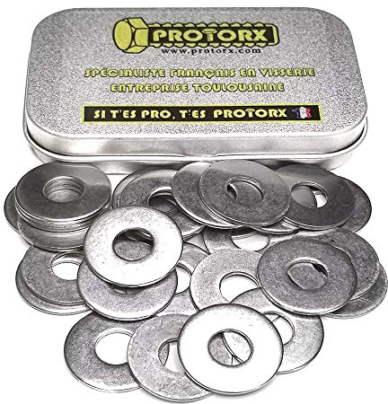 Rondelles Metal Inox M8 : (Diam.int = 8,4mm x Diam.ext = 22mm) Boite 20pcs Large Plate Type L en Acier Inoxydable A2 | Carrossier Bricolage Réparation | Anti-Corrosion Usage Exterieur-Interieur