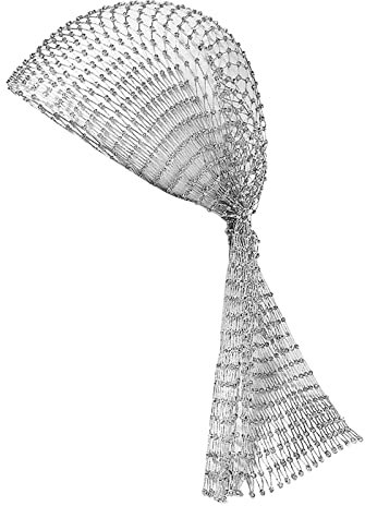 TINAYAUE Bling Hohl Kopfschmuck Schleier Kappe Fischnetz Elastisches Stirnband mit Strass Hohl Mesh Kopfbedeckung Turban Kappe Haarschmuck für Damen Mädchen, silber, Einheitsgröße