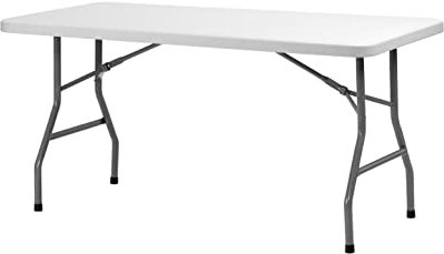METRO Professional Banketttisch, Klapptisch, Stahl/Polyethylen, weiß, 152 x 76 cm, schwarzes Stahlgestell, für 6 Personen