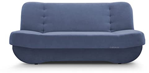 mb-moebel Sofa mit Schlaffunktion und Bettkasten, Kippsofa Schlafsofa Clic-Clack Couch für Wohnzimmer Federkern Sofagarnitur Polstersofa 192x90x87 cm - PAFOS (SORO 76 - Dunkelblau)