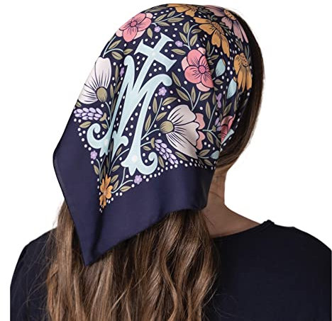 The Little Catholic Box Damen Marian Schleier, blau, 42