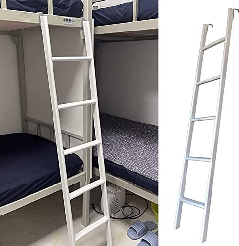 Etagenbett Leiter Weiße Bodenleiter für Schlafsaal Loft, Metall -Stufe Twin Climb Ladders mit Haken, Tragbare Hochleistungs -Ersatzbettleiter für Camper Schlafzimmer (Size : 150cm)