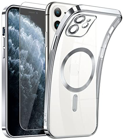 DOSNTO Magnetic Clear for iPhone 11 Case with MagSafe [Original iPhone Exterior] [Integrated Camera Cover] Silicone Cover Slim Thin [Non-Yellowing] Anti-Fingerprint Scratch Wireless Charging