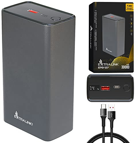 Powerbank 30000mAh Powerbank Schnellladefunktion bis zu 65W PD Power Bank USB C 30000mAh Robustes Gehäuse Lithium-Polymer-Akku Fast Charge Digitale Anzeige Externe Handyakkus
