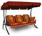 Angerer Freizeitmöbel GmbH Hollywoodschaukel Ibiza - Gartenschaukel Made in Germany - Schaukel zum Sitzen, Liegen und Entspannen - mit Bett-Funktion - einfache Montage (Rot-Orange-Gelb Gemustert)