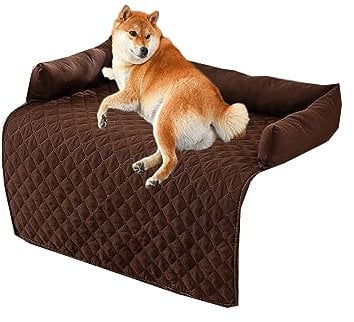 Kongdson Comfy Hundebett für Schlafsofa, weich, wasserdicht, Katzen- und Hundekissen, Sofaschutz, rutschfest, waschbar, 75 x 120 cm, Braun