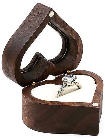 Holz Ring Box Ringschatulle Hochzeit Herzförmige Ringbox, Ringschachtel Schmuckbox, Handgefertigte Ringschatulle Ring Box, Ringbox Verlobung für Heiratsantrag, Verlobung, Hochzeit