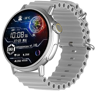 Smartwatch Herren Damen IP67 Wasserdicht Fitnessuhr Sportuhr Bluetooth-Anrufe mit Voll-Touchscreen und Herzfrequenz-Schlafmonitor 7 Tage Lange Akkulaufze Itmehrfach Sportmodi für IOS Android Silber