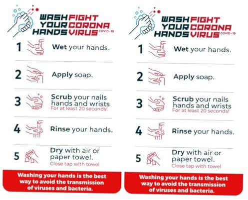 Angoily 2 Stk Hinweise Zum Händewaschen Wasche Deine Hand Arbeitsaufkleber Plakette Zum Händewaschen Handwäsche-leitfaden-aufkleber Poster Hände Waschen Logo A4 Wasserdicht Wandaufkleber