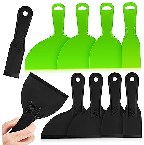 Veemoon 10 STK Farb Schaber Set Flache Spachtel Reinigungsschaber Raclette Schaber Farbschaber Aus Kunststoff Füllspachtel Für Wandspachtel Streuer Malen Tapen Plastik