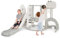 GYMAX Toddler Swing and Slide Set, 6 in 1 Children Climber and Swing Set with Adjustable Basketball Hoop, Football Gate & Golf Hole, Kids Playground Activity Centre for Indoor (White Dinosaur)