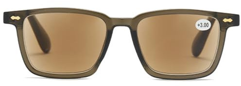 ABETOS Getönte Lesebrille Sonnenbrille Mode Lesehilfe mit Sonnenschutz Blaulichtfilter Damen Herren Retro Sonnenlesebrille, Grün&Braun+1.0