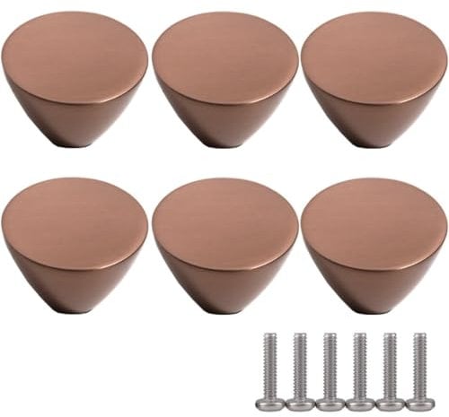 ZESLIV 6 Stk Möbelknöpfe Möbelgriffe aus Zinklegierung Schubladenknopf Schranktürknöpfe, 30mm Möbelknopf Kinderzimmer Möbelknauf, Roségold