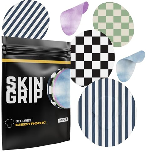 Skin Grip CGM Sensor Patches Compatible with Medtronic Guardian (10-Pack), Waterproof & Sweatproof for 10-14 Days, Pre-Cut Adhesive Tape, Continuous Glucose Monitor Patch, Classics