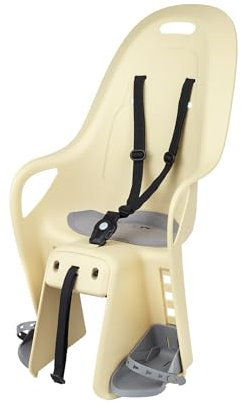 POLISPORT 8408300003 - Siège arrière KOARI pour vélo avec roues de 26'' à 29'' adapté aux enfants d'un poids maximum de 22kg avec ancrage sur le porte-bagages MIK-HD de couleur Jaune Moon/Gris