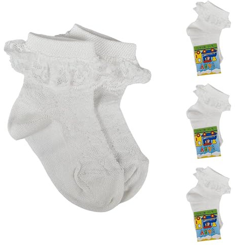 LEON D'ORO Calzini Neonata Cotone 3 Paia Calzini 0/6 mesi -6/12 mesi -12/18 mesi Mesi Made in Italy (IT, Età, 0 mesi, 6 mesi, 417C Bianco 3 paia)
