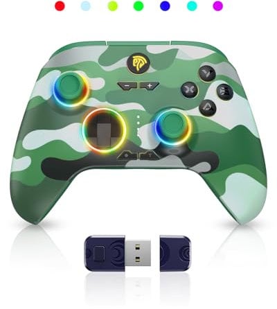 EasySMX PC Controller X15 Enhanced Wireless Bluetooth Controller with Hall Joysticks/Hall Triggers/RGB Lighting - No Stick Drift, No Dead Zone - Work for Windows PC, Android, Steam and Switch