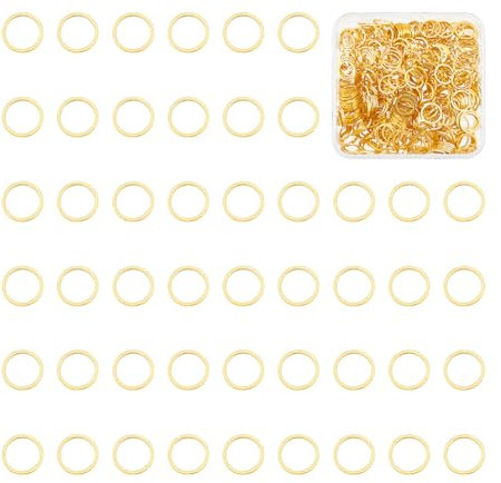 UNICRAFTALE 400 Stück 10mm Messing Verbindungsringe Hohlkreis Lünette Anhänger Golden Runder Rahmen Verbindungsringe Flache Ringe Schmuckverbinder Für Ohrringe Halsketten Schmuckherstellung