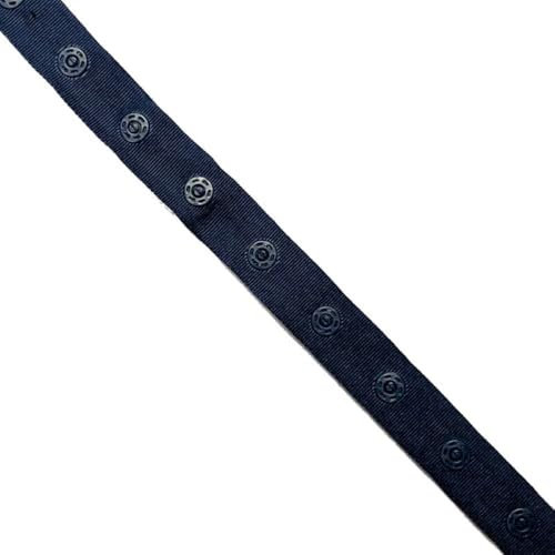 Druckknopfband Knopf-Band Bodyverschluß | 2,5 cm Knopfabstand | 18 mm breit | Meterware | ab 1 m (navy)
