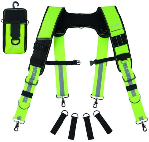 MELOTOUGH Bretelle riflettenti di sicurezza per cintura da lavoro, per falegnami, elettricisti, tetti, cornici, sospensioni (alta visibilità), Verde Relfective, taglia unica