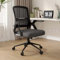 naspaluro Silla de Oficina con Reposabrazos Plegables, Silla Escritorio Ergonómica, Giratoria Ordenador de Malla, Soporte Lumbar, Regulable en Altura, Adecuada para la Oficina en Casa, Estudio, Negro