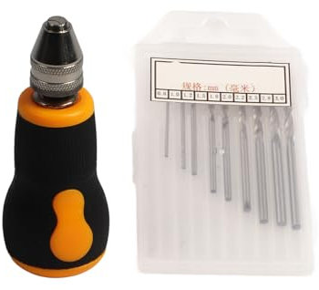 Micro Mini juego de herramientas de taladro manual de precisión con 10 brocas helicoidales (0,83 mm) para carpintería, joyería y más