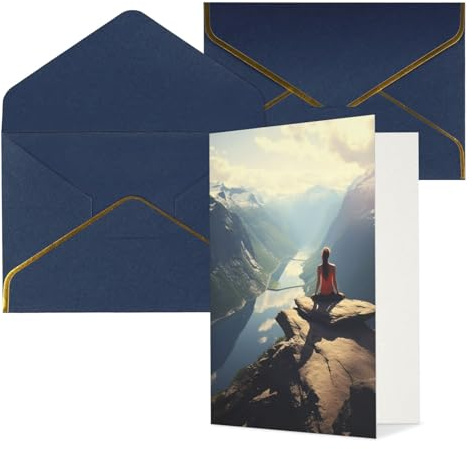 NONHAI Thinking of You Karten mit Umschlägen, Grußkarten, Berggipfel, Yoga, Blanko-Karten für alle Anlässe, Geburtstag, Hochzeit, Dankeschön, Ermutigung, Notizkarten