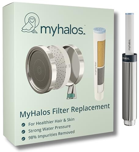 MyHalos® Hand UK Hard Water Shower Filter Cartridge Replacement – Professional Home and Travel Power Shower Head Filter, Chlorine & Heavy Metal Removal – Water Softener, High Pressure - 3 Month