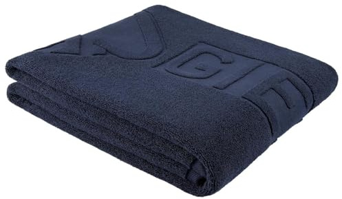 Giesswein Badetuch aus 100% Baumwolle – Kuschelig, Saugfähig und Stilvoll, 150 x 100 cm, Marineblau mit Eingesticktem Logo