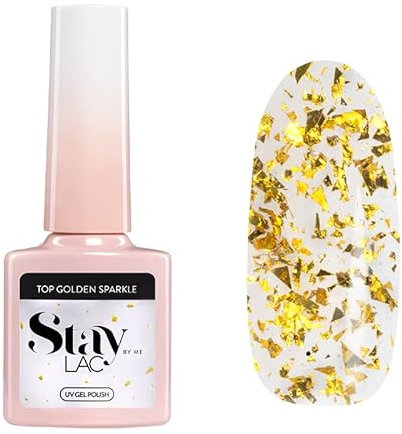 STAYLAC UV Nagellack - Top Coat Gel UV - Golden Sparkle Top Gold 5 ml - STAYLAC Überlack Für Nägel - UV Lack - Gel Nägel - Nageldesign