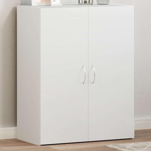 Myheimly Aktenschrank, Büroschrank mit Stauraum, Lagerschrank für Büro, Schrank Büromöbel Aufbewahrungsschrank, Holzwerkstoff Aktenschrank Weiß,60 x 32 x 77.5 cm