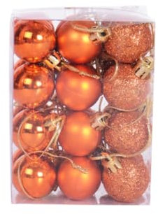 GBZIJIE Weihnachtsdeko,Christmas Decorations 24-teiliges Weihnachtskugel-Ornament-Set, bruchsicher, Weihnachtsschmuck-Set, Dekorationen for Weihnachtsbaumkugeln, 3 cm, 1,18 Zoll(Orange)