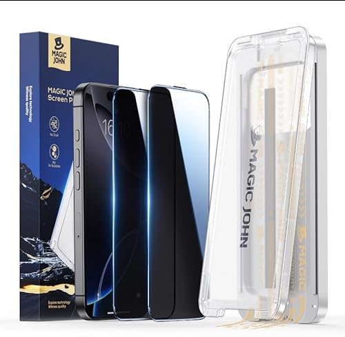 MAGIC JOHN 2 Stück für iPhone 14 Pro für Panzerglas(6,1 Zoll) Sichtschutz, Auto-Dust-Eliminierung, 9H+ Härte Folie, 25° Anti-Spy Screen, Bläschenfrei, mit TOP Aufgerüsteter Montagevorrichtung