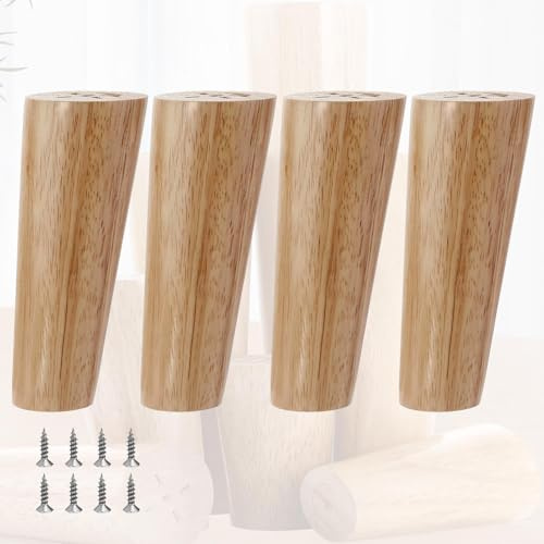 JIAJUTUI001 4 Stück Konisch Möbelfüße Massivholz Ersatz Tischbeine Eiche Tischbeine Holz Sofafüße Konisch Schrankfüße für Bett Tische und Couch Stühle (40cm(15.7in),Holzfarbe)