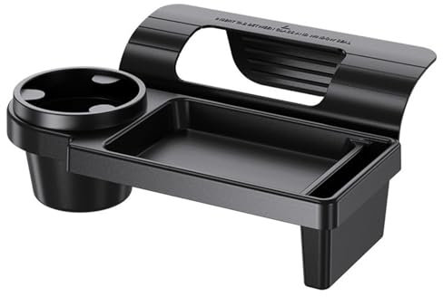 Rachlicy Car Door Cup Holder Door Side Hanging Window Cup Holder Tray with Charging Cable Port Non-slip Slient Universal For Car (Black)