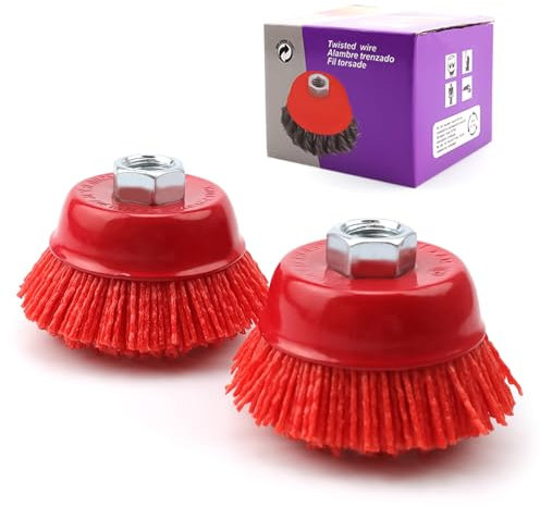 KLEHOPE M14 Topfbürste Winkelschleifer, 2 Stück Kugelkopfschleifer, 63,5 mm Durchmesser Nylonbürste Winkelschleifer, Nylon Topfbürste Bohrmaschine, für Entfernen von Rost, Graten und Verschmutzungen